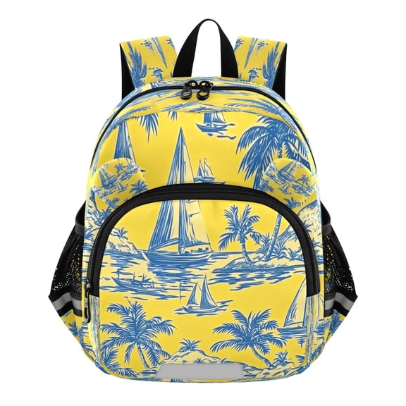 DIXRUYEE Backpack Lovely Nautical Daydreams in Blue and Yellow Pattern Pattern Suitable Schoolbag