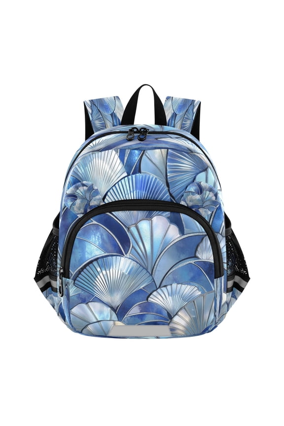 Backpack Lovely Ocean Wave Shells in Blue Pattern Pattern Suitable Schoolbag