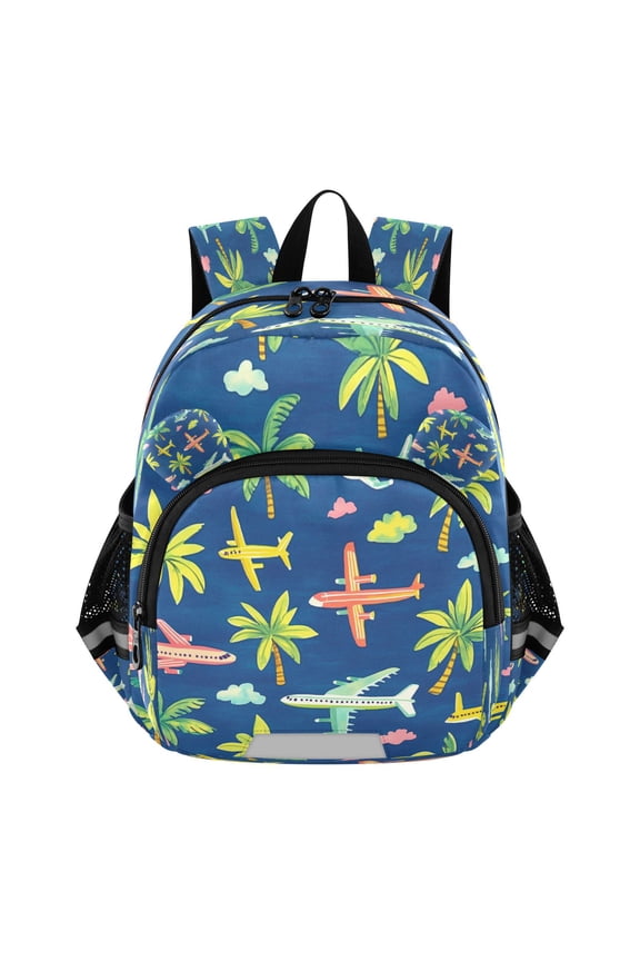 Backpack Lovely Planes and Palms Pattern Pattern Suitable Schoolbag