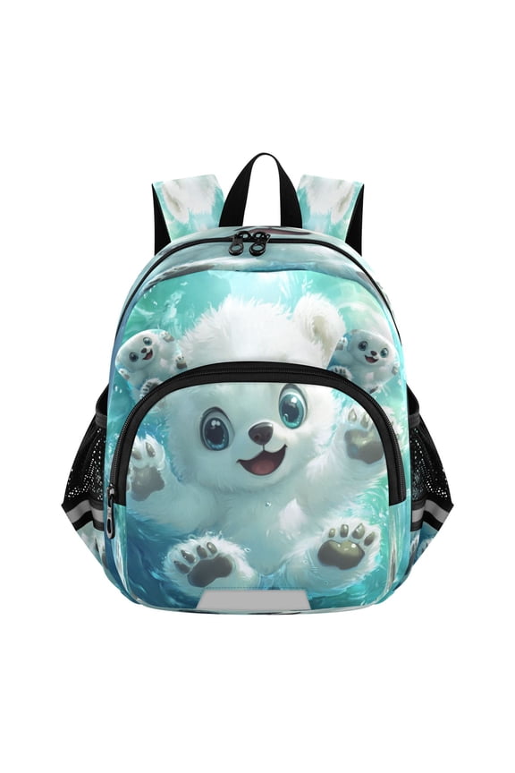 Backpack Lovely Playful Polar Bear Pattern Pattern Suitable Schoolbag