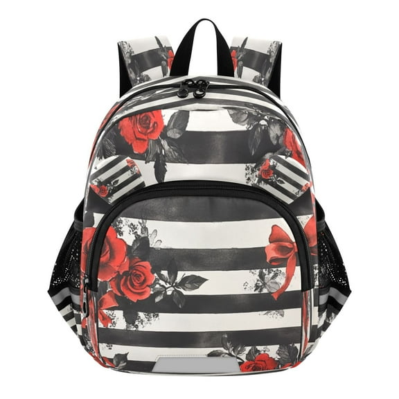 DIXRUYEE Backpack Lovely Roses on Stripes Pattern Pattern Suitable Schoolbag