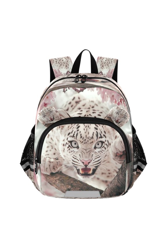 Backpack Lovely Snow Leopard in Bloom Pattern Pattern Suitable Schoolbag
