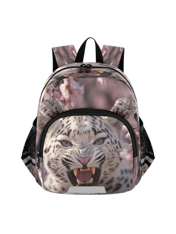 Backpack Lovely Snow Leopard in Bloom Pattern Pattern Suitable Schoolbag