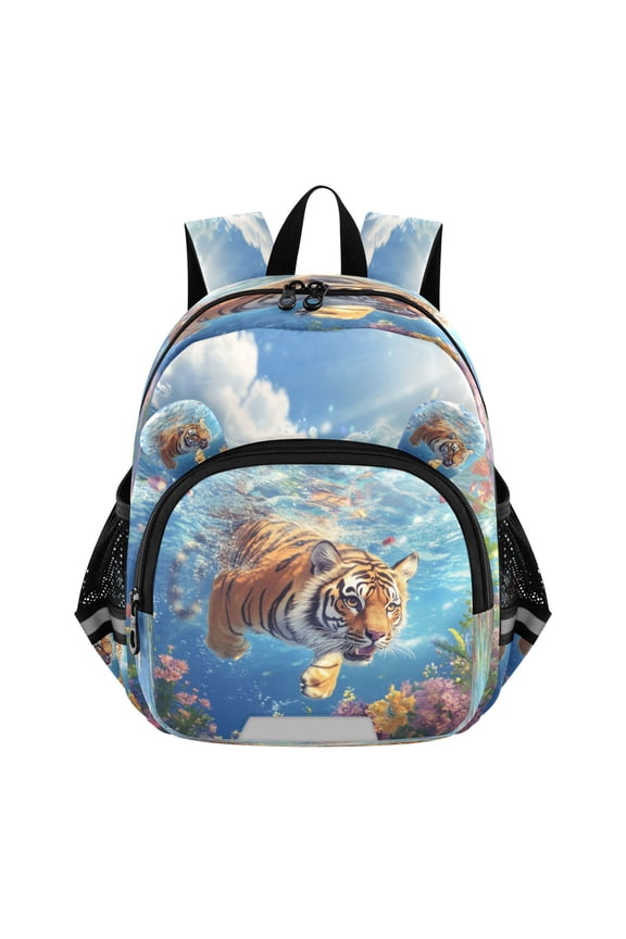 Backpack Lovely Tiger’s Floral Splash Pattern Pattern Suitable Schoolbag
