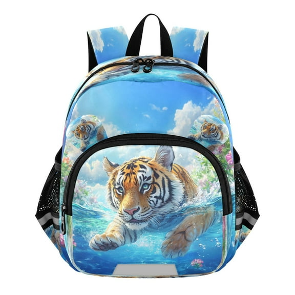 DIXRUYEE Backpack Lovely Tigers in Floral Waters Pattern Pattern Suitable Schoolbag