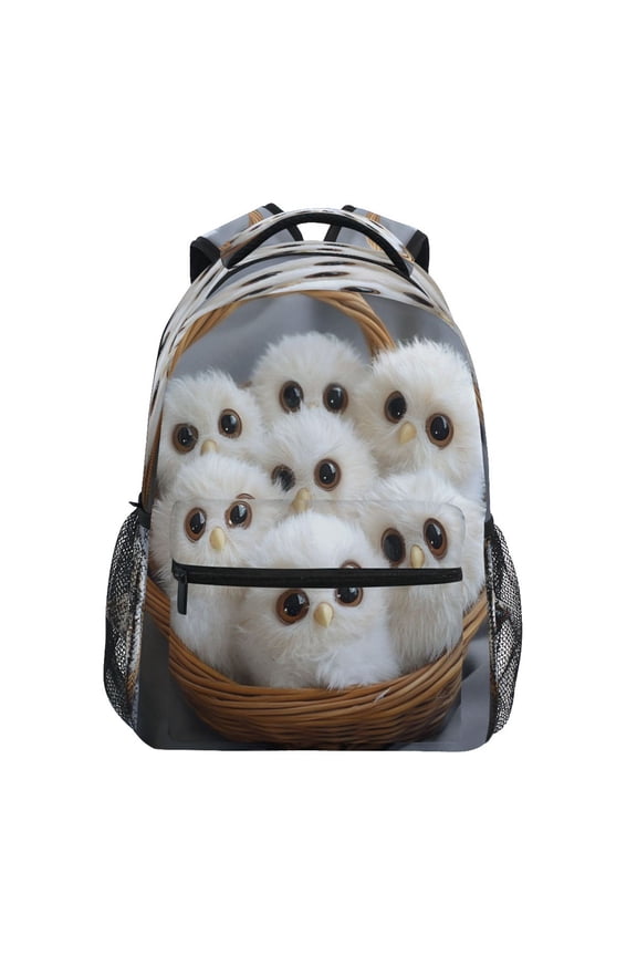 Backpack Schoolbag Adorable Fluffy Owl Family Pattern 15L/18L 2-SIZE
