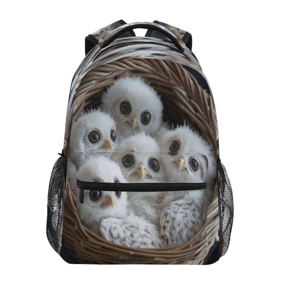 DIXRUYEE Backpack Schoolbag Adorable Owls in A Cozy Basket Pattern 15L/18L 2-SIZE