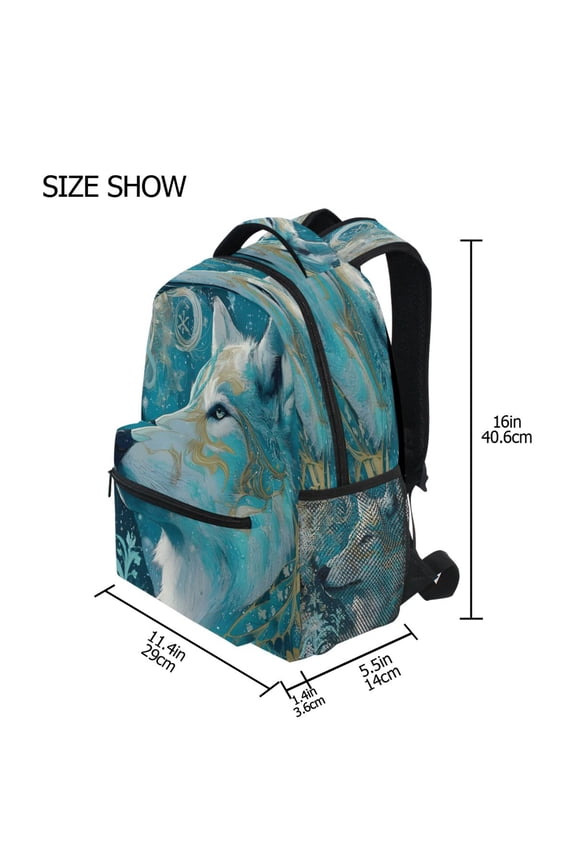 Backpack Schoolbag Aqua Wolf Bloom Pattern 15L/18L 2-SIZE