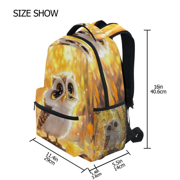 DIXRUYEE Backpack Schoolbag Autumn’s Wise Little Owl Pattern 15L/18L 2-SIZE