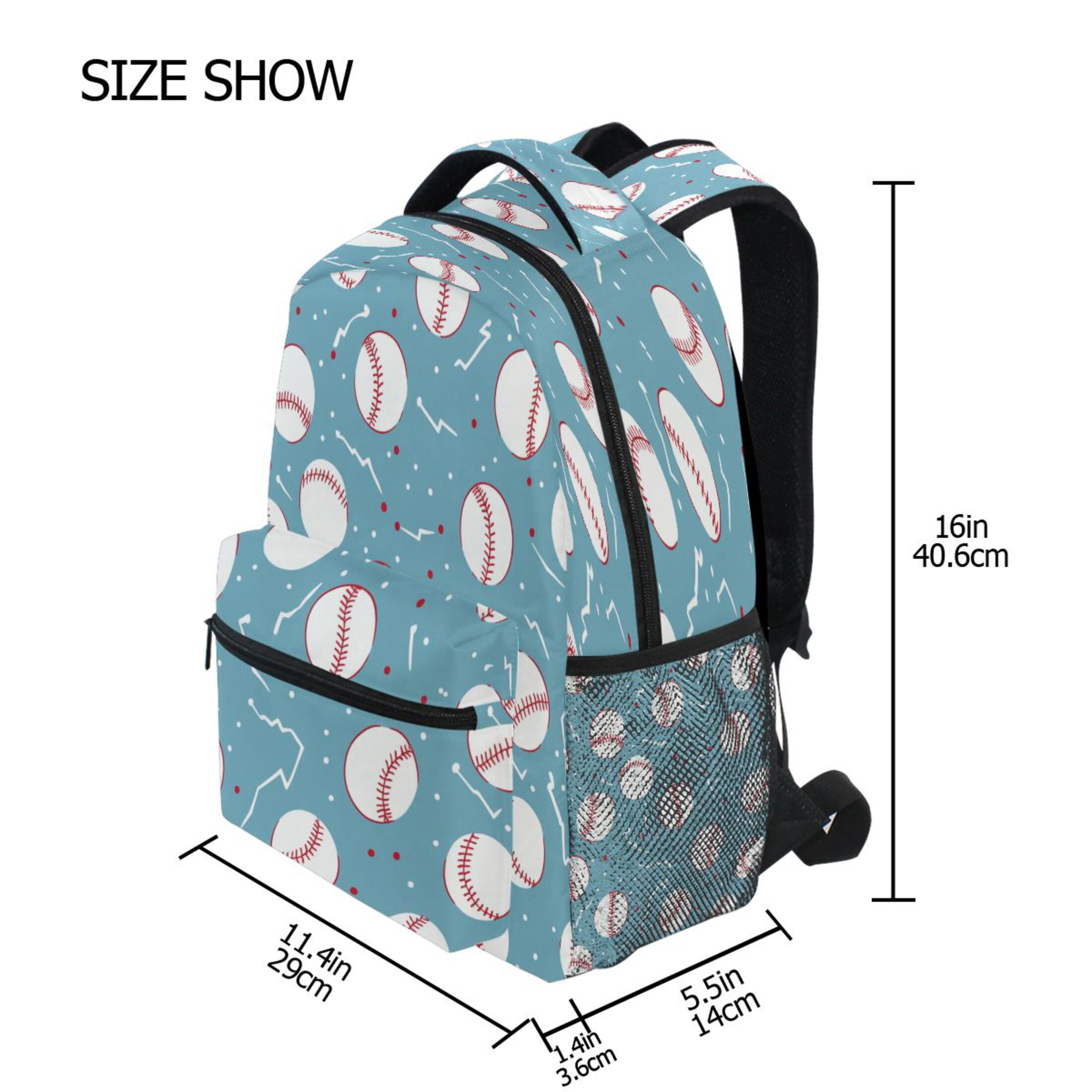 DIXRUYEE Backpack Schoolbag Baseball Blitz Pattern 15L/18L 2-SIZE
