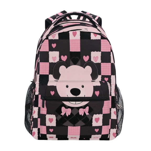 DIXRUYEE Backpack Schoolbag Bear Checkerboard Pattern 15L/18L 2-SIZE