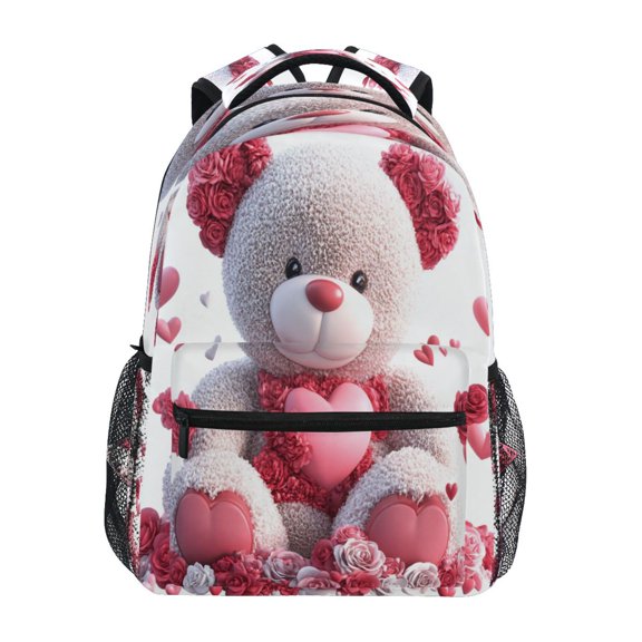 DIXRUYEE Backpack Schoolbag Bear Wrapped in Love and Blooms Pattern 15L/18L 2-SIZE