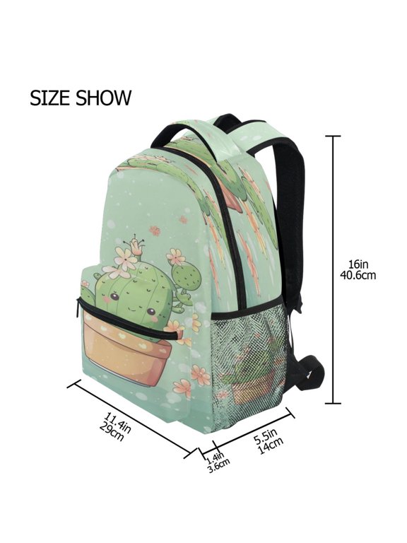 Backpack Schoolbag Blooming Pastel Cactus Pattern 15L/18L 2-SIZE