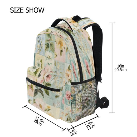 DIXRUYEE Backpack Schoolbag Blossom Quilt Pattern 15L/18L 2-SIZE