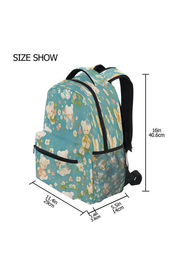 Backpack Schoolbag Blue Bear Pattern 15L/18L 2-SIZE