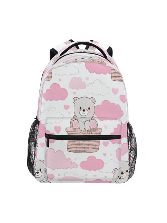 Backpack Schoolbag Blush Cloud Basket Bears Pattern 15L/18L 2-SIZE