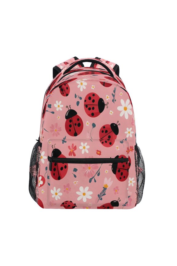 Backpack Schoolbag Bold Pink Ladybug Pattern 15L/18L 2-SIZE