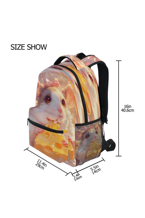 Backpack Schoolbag Bow Cheese Mouse Pattern 15L/18L 2-SIZE