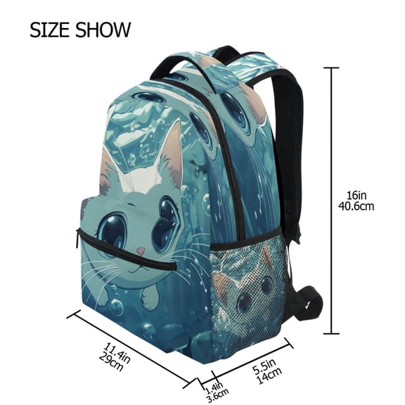 DIXRUYEE Backpack Schoolbag Bubbly White Kitten Adventure Pattern 15L/18L 2-SIZE