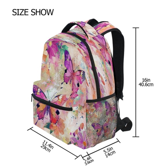 DIXRUYEE Backpack Schoolbag Butterfly Ballet in A Floral Dream Pattern 15L/18L 2-SIZE