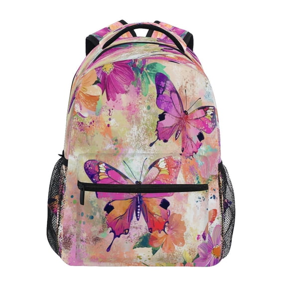 DIXRUYEE Backpack Schoolbag Butterfly Ballet in A Floral Dream Pattern 15L/18L 2-SIZE