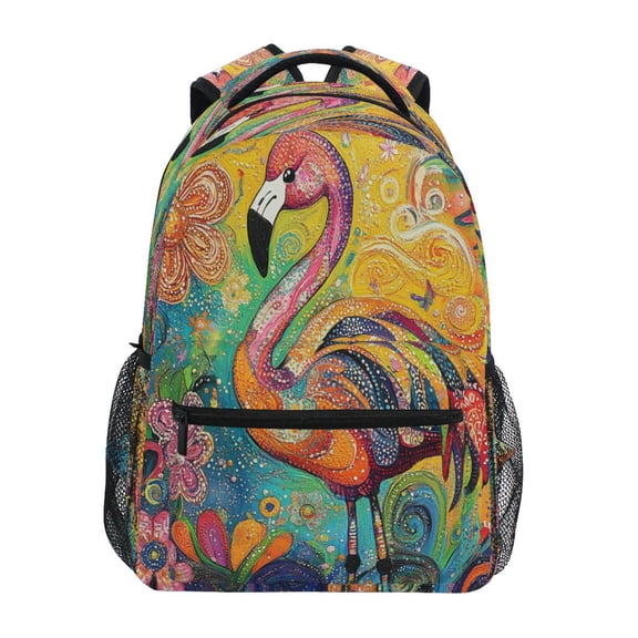 DIXRUYEE Backpack Schoolbag Dancing Flamingo in Vibrant Bliss Pattern 15L/18L 2-SIZE