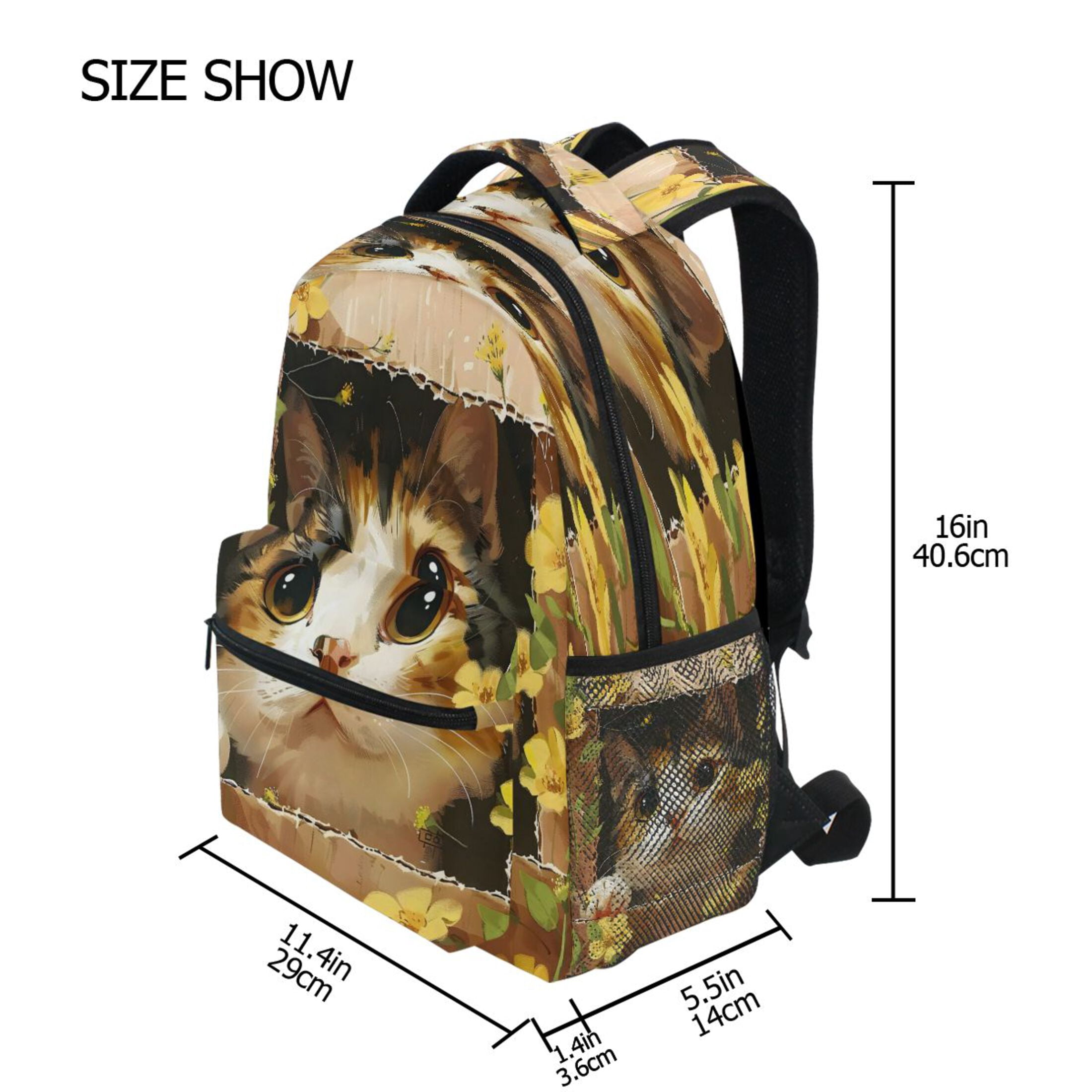 DIXRUYEE Backpack Schoolbag Cat Cardboard Box Pattern 15L/18L 2-SIZE