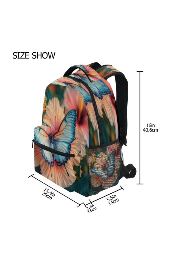 Backpack Schoolbag Celestial Blue on Summer Bloom Pattern 15L/18L 2-SIZE