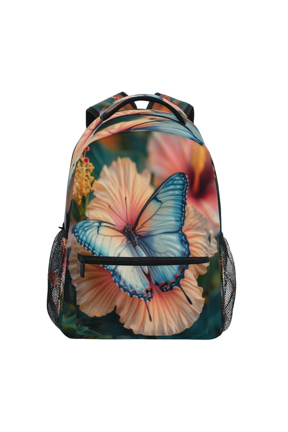 Backpack Schoolbag Celestial Blue on Summer Bloom Pattern 15L/18L 2-SIZE