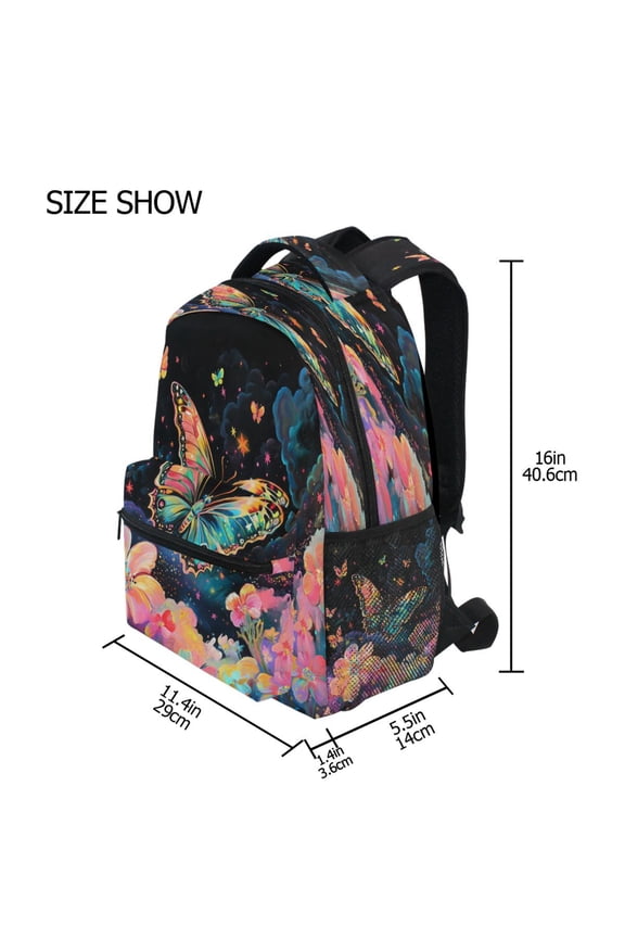 Backpack Schoolbag Celestial Butterfly Dance Pattern 15L/18L 2-SIZE
