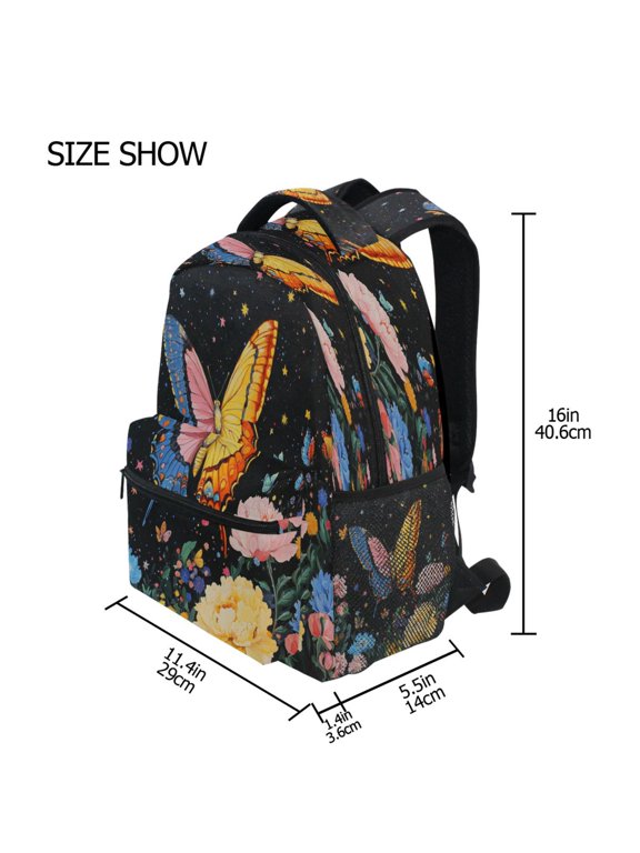 Backpack Schoolbag Celestial Garden Butterfly Pattern 15L/18L 2-SIZE