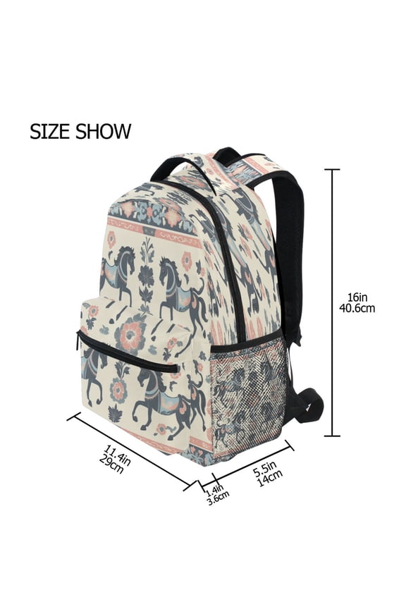 Backpack Schoolbag Charming Equestrian Elegance Pattern 15L/18L 2-SIZE