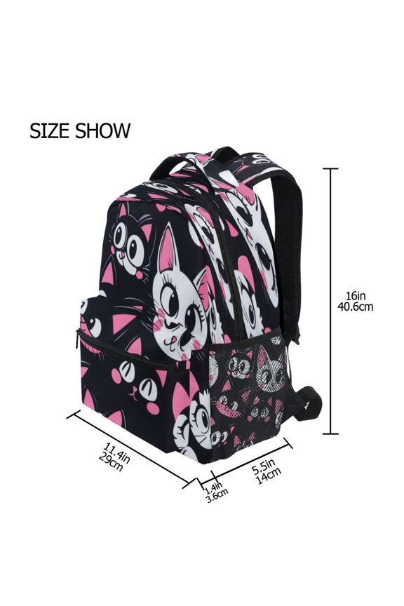 Backpack Schoolbag Charming Feline Faces Pattern 15L/18L 2-SIZE