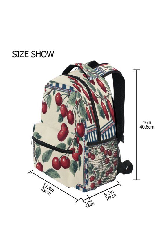 Backpack Schoolbag Cherry Wreath Frame Pattern 15L/18L 2-SIZE