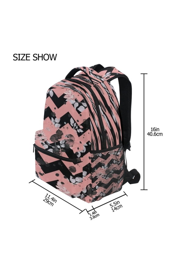 Backpack Schoolbag Chevron and Floral Pink Pattern 15L/18L 2-SIZE
