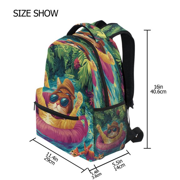 DIXRUYEE Backpack Schoolbag Chillin' Kitty Pattern 15L/18L 2-SIZE