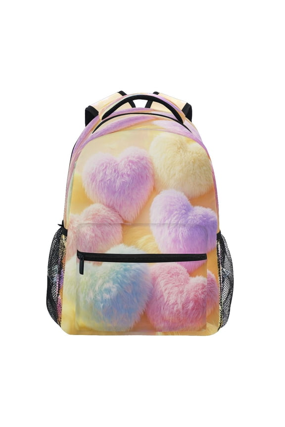 Backpack Schoolbag Colorful Heart Pillows Pattern 15L/18L 2-SIZE