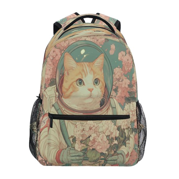 DIXRUYEE Backpack Schoolbag Cosmic Kitty Flora Pattern 15L/18L 2-SIZE