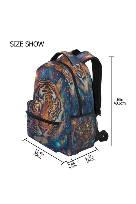 Backpack Schoolbag Cosmic Tigers Pattern 15L/18L 2-SIZE