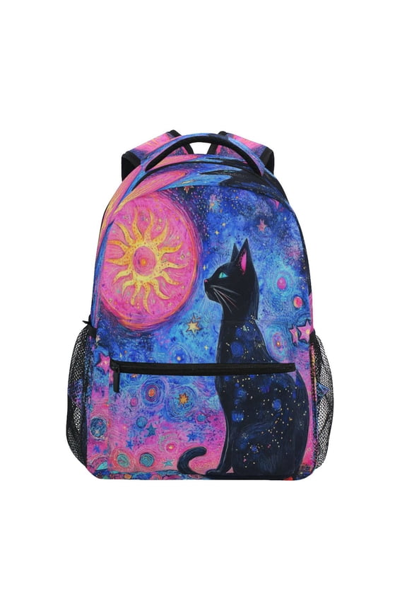 Backpack Schoolbag Galactic Feline Dreams Pattern 15L/18L 2-SIZE