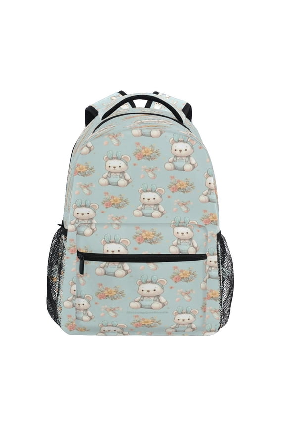 Backpack Schoolbag Cute Bears on Light Blue Pattern 15L/18L 2-SIZE