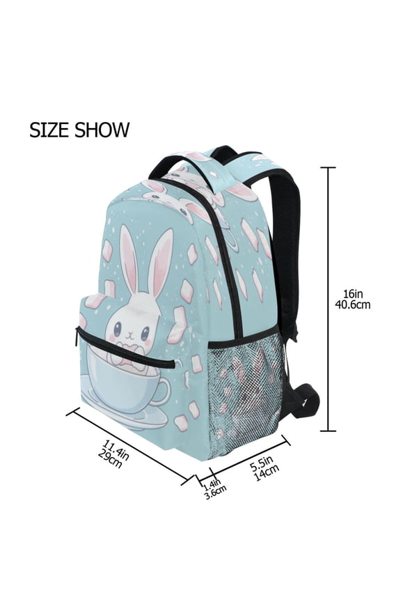 Backpack Schoolbag Cute Bunny in A Cup Pattern 15L/18L 2-SIZE