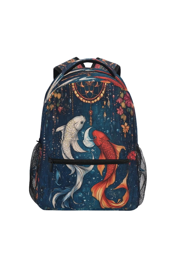 Backpack Schoolbag Dancing Koi Harmony Pattern 15L/18L 2-SIZE