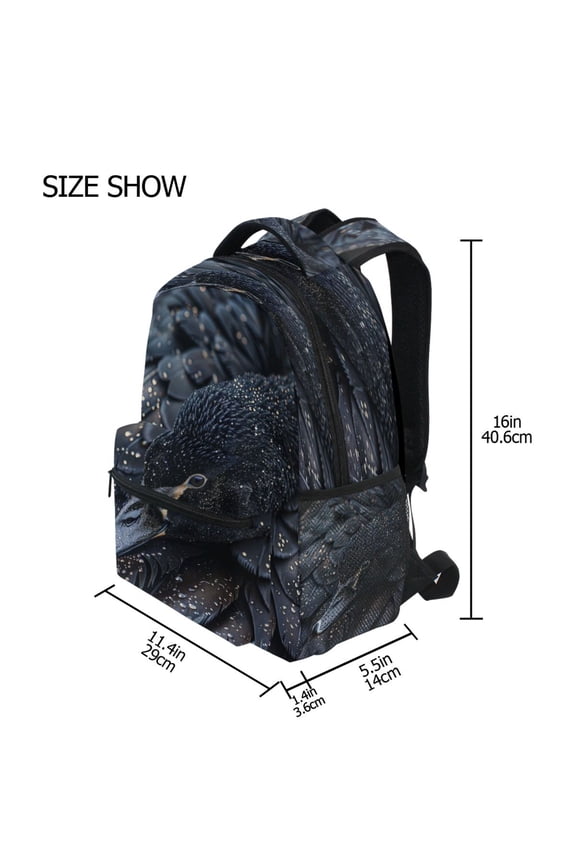 Backpack Schoolbag Dark Feather Mystery Pattern 15L/18L 2-SIZE