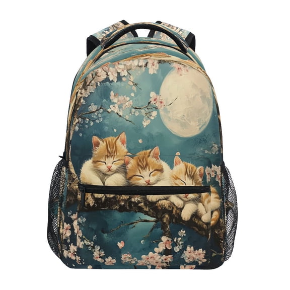 DIXRUYEE Backpack Schoolbag Dreamy Kittens in Blossom Pattern 15L/18L 2-SIZE