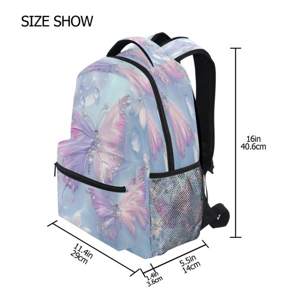 DIXRUYEE Backpack Schoolbag Elegant Lavender Butterfly Pattern 15L/18L 2-SIZE