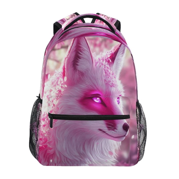 DIXRUYEE Backpack Schoolbag Elegant White Fox in Blossoms Pattern 15L/18L 2-SIZE