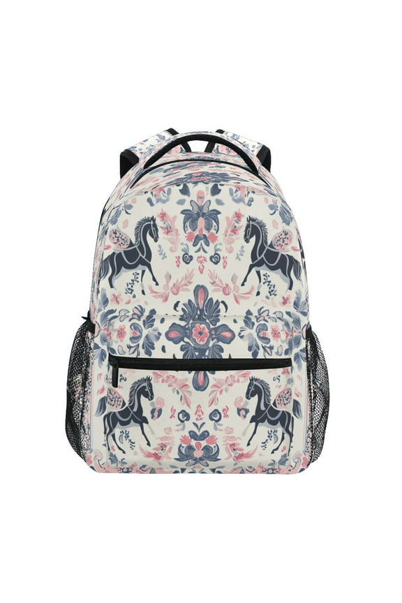 Backpack Schoolbag Equestrian Floral Harmony Pattern 15L/18L 2-SIZE