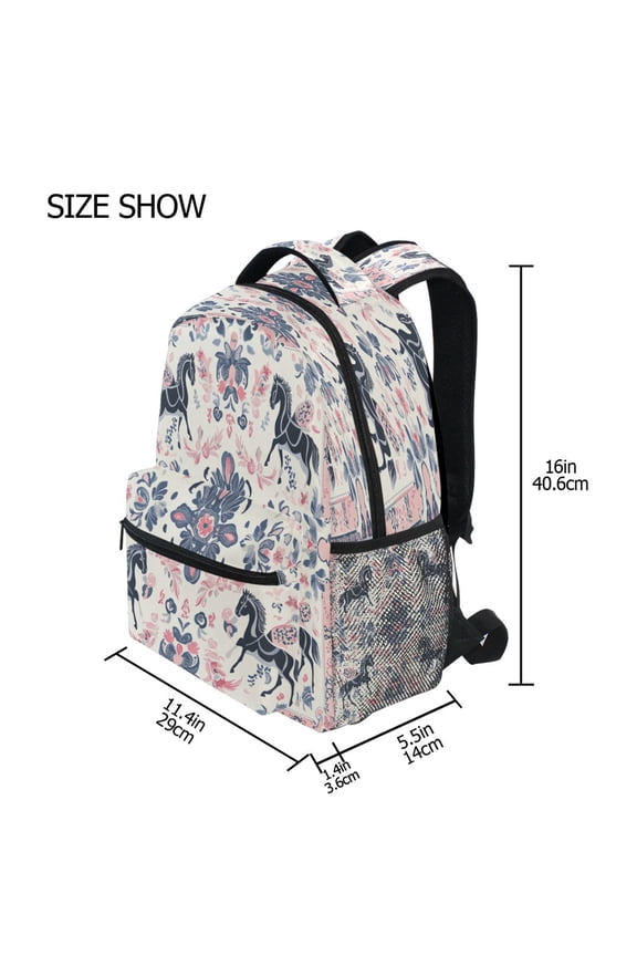 Backpack Schoolbag Equestrian Floral Harmony Pattern 15L/18L 2-SIZE