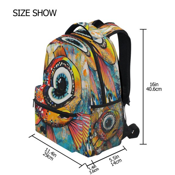DIXRUYEE Backpack Schoolbag Eyed Wonder Pattern 15L/18L 2-SIZE